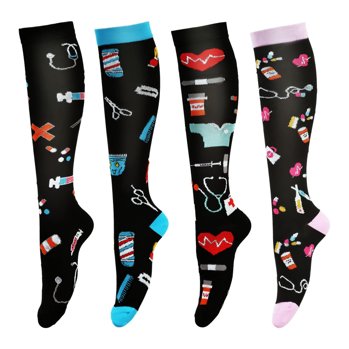LEOSTEP Compression Socks for Women & Men Circulation Long Stockings Support for Nurses Pregnant Hiking Riding Running - Blue Cup LLC.