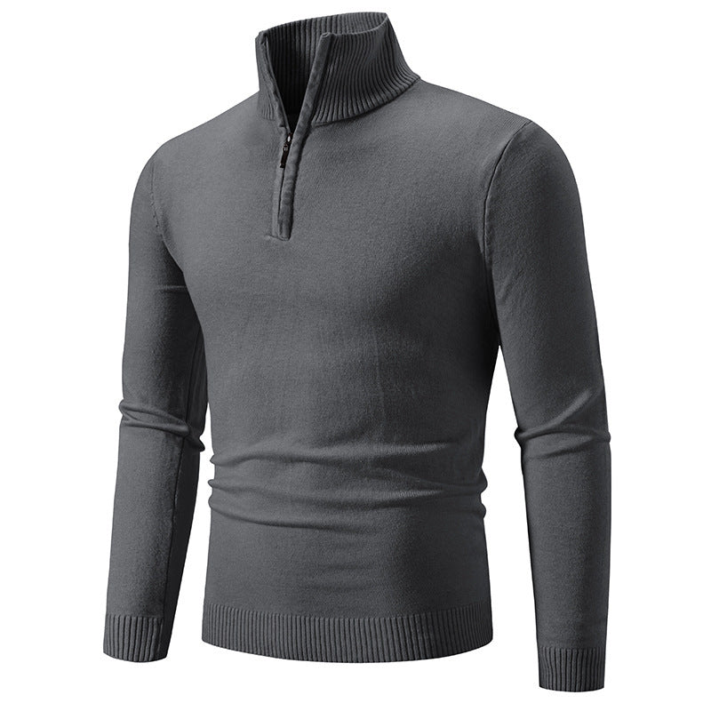 2023 Men's Plus Size Fleece Zip Mock Neck Sweater - Blue Cup LLC.