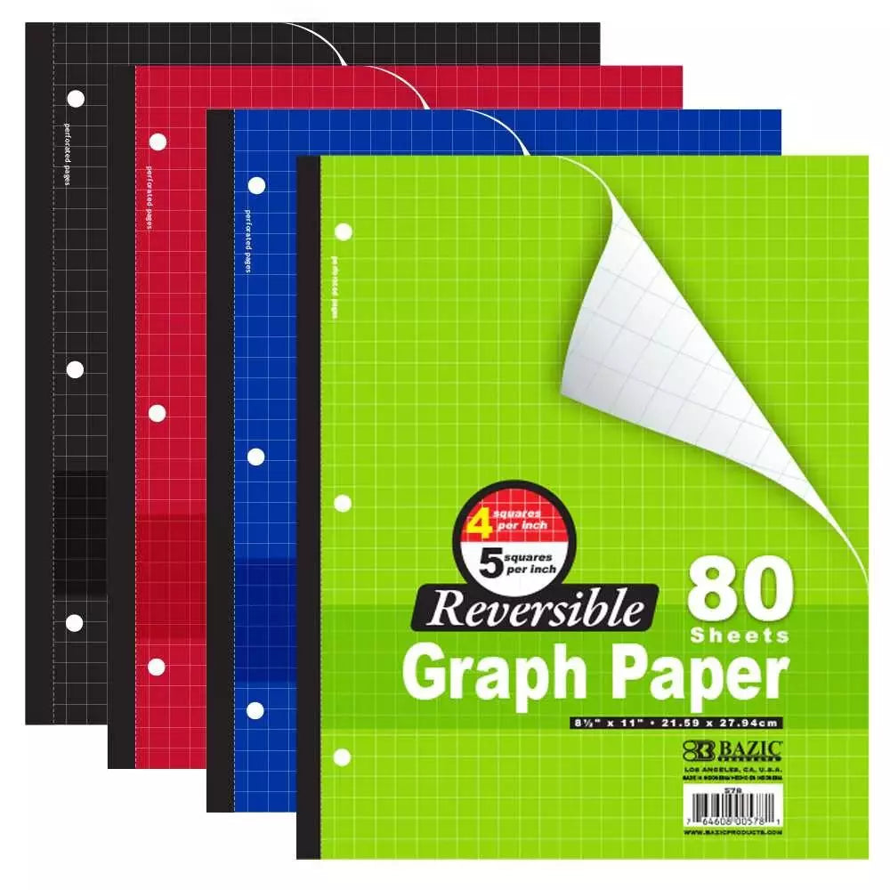 Wireless Notebook Reversible 4″/5″ Quad Ruled 8.5″ X 11″ 80 Ct. - Random Color - Blue Cup LLC.