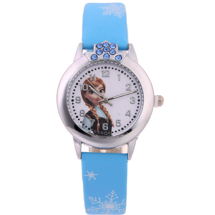 Cute Frozen Cartoon Kids' Watch with Leather Strap - Blue Cup LLC.