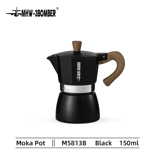 Vintage Wooden Handle Moka Pot for Italian & Cuban Coffee - Blue Cup LLC.