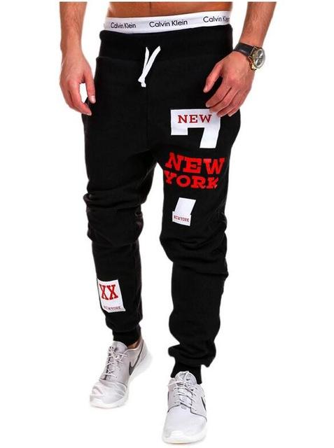 Fashionable Athletic Pants with New York Letter Print - Blue Cup LLC.