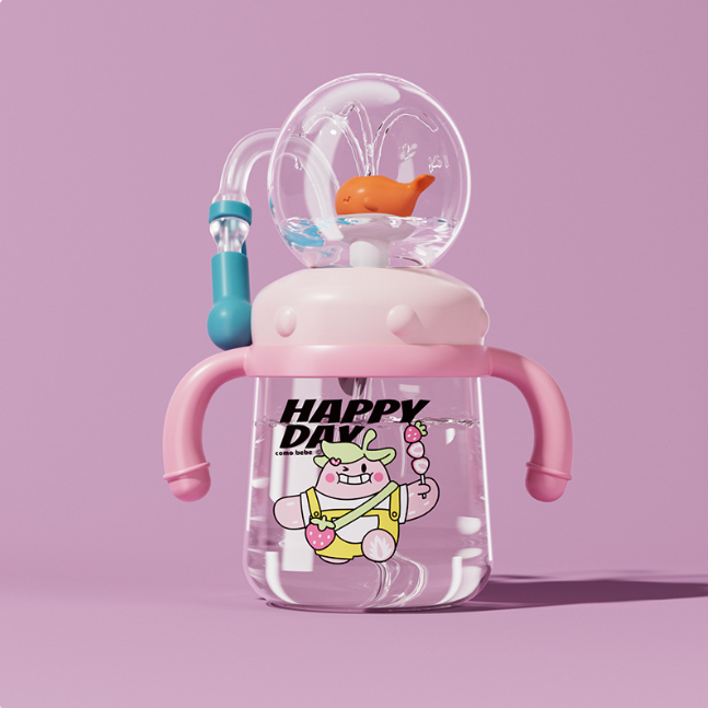 Children's Whale Cartoon Diving Fountain Water Bottle - Tritan Leakproof Sippy Cup (Various Sizes & Colors) - Blue Cup LLC.