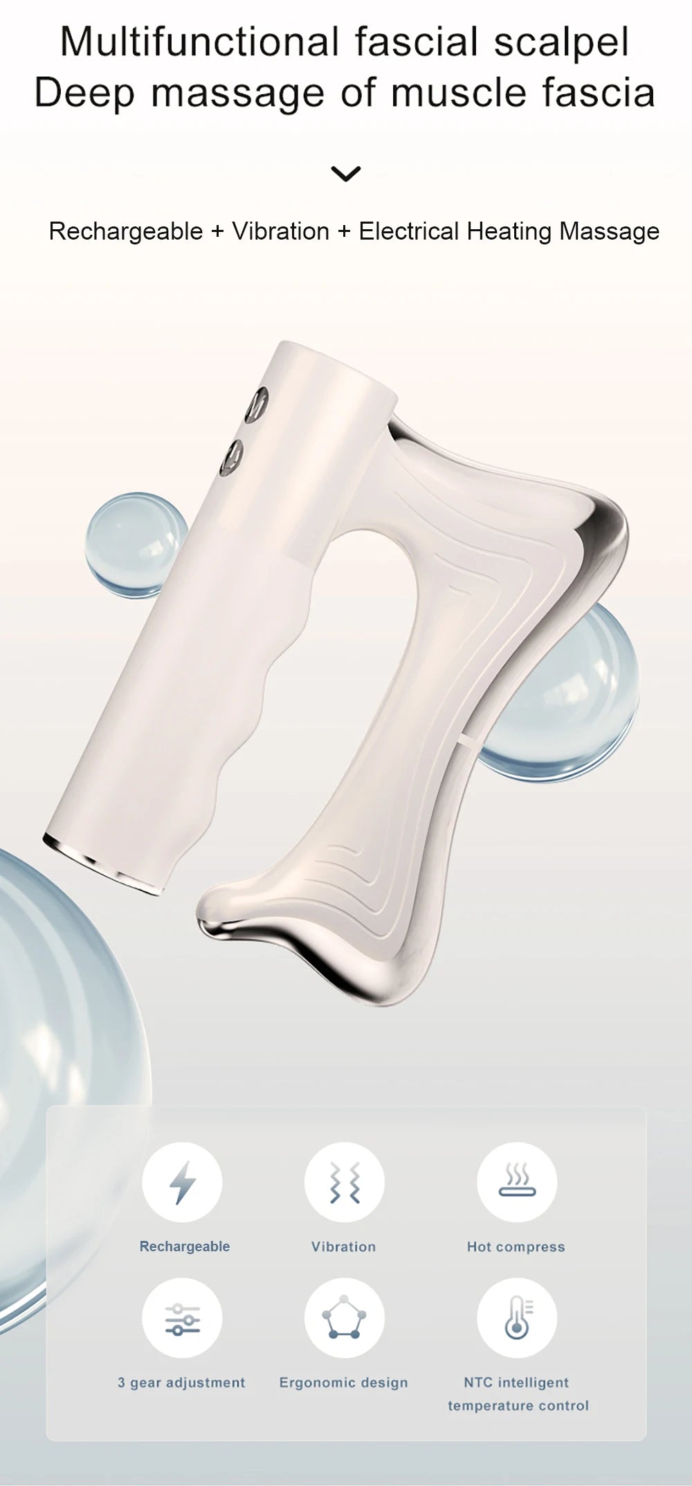 Electric Deep Tissue Massage Blade – Heated Fascia Relaxation Tool - Blue Cup LLC.