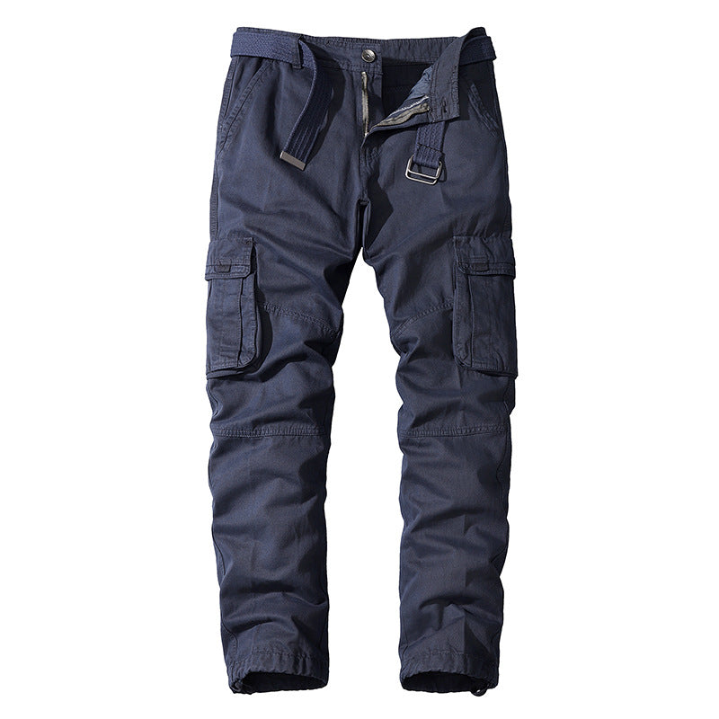 Cotton Loose-Fitting Multi-Pocket Straight-Leg Overalls - Blue Cup LLC.