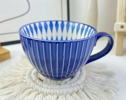 Artistic Ceramic Breakfast Mug - Large Capacity Cup - Blue Cup LLC.