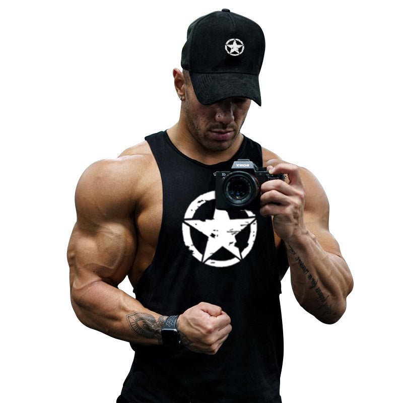 Men's Bodybuilding Sleeveless Cotton Training Vest - Blue Cup LLC.