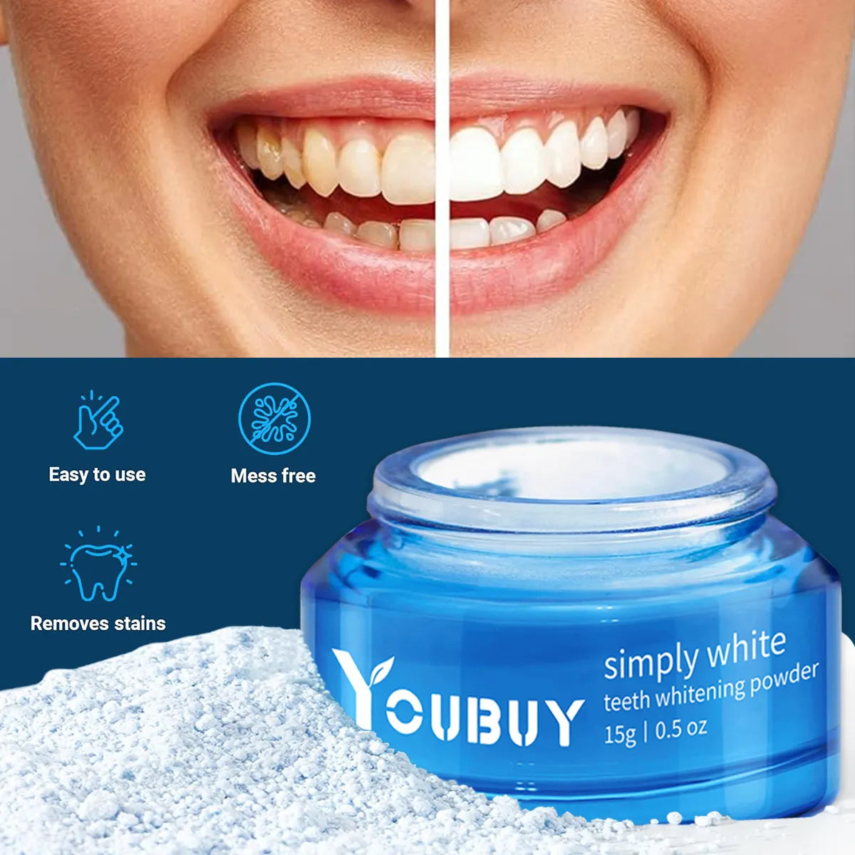 YOUBUY Teeth Whitening Brightening Powder - Blue Cup LLC.