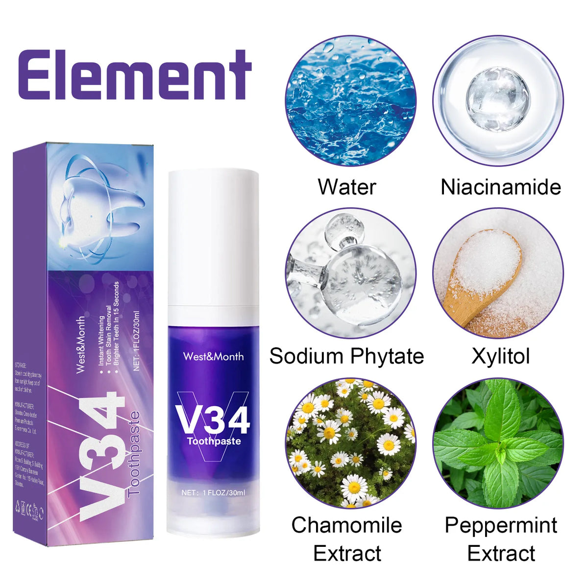 V34 Tooth Cleaning Mousse - Blue Cup LLC.
