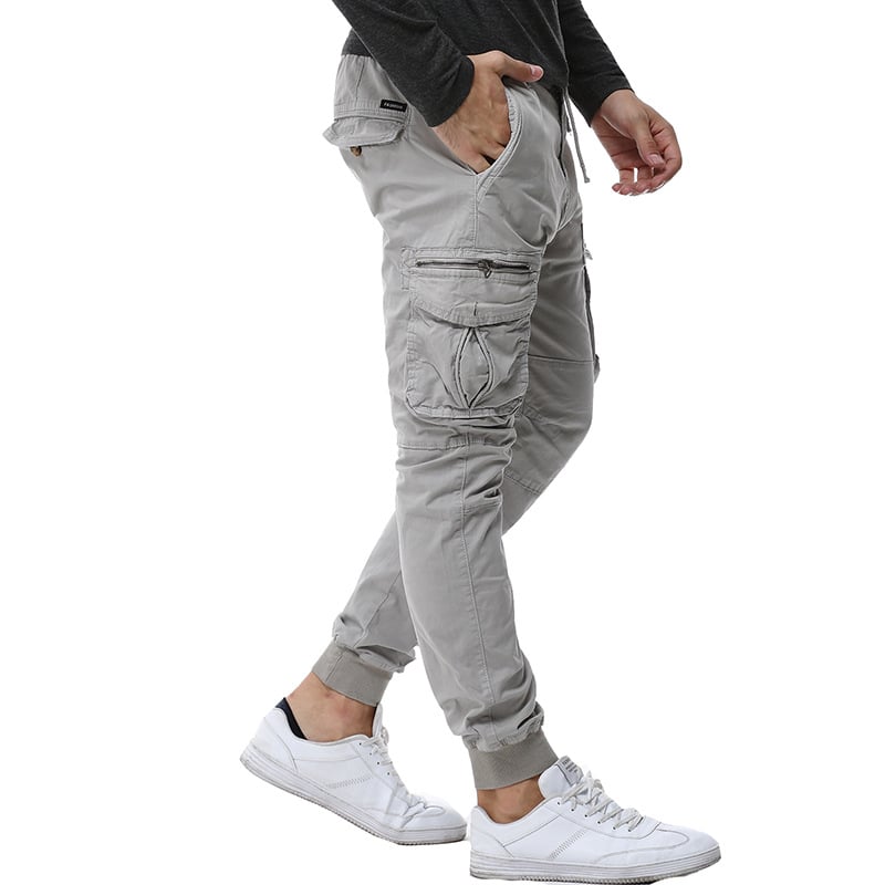 Tethered Elastic Waist Casual Cargo Pants - Blue Cup LLC.
