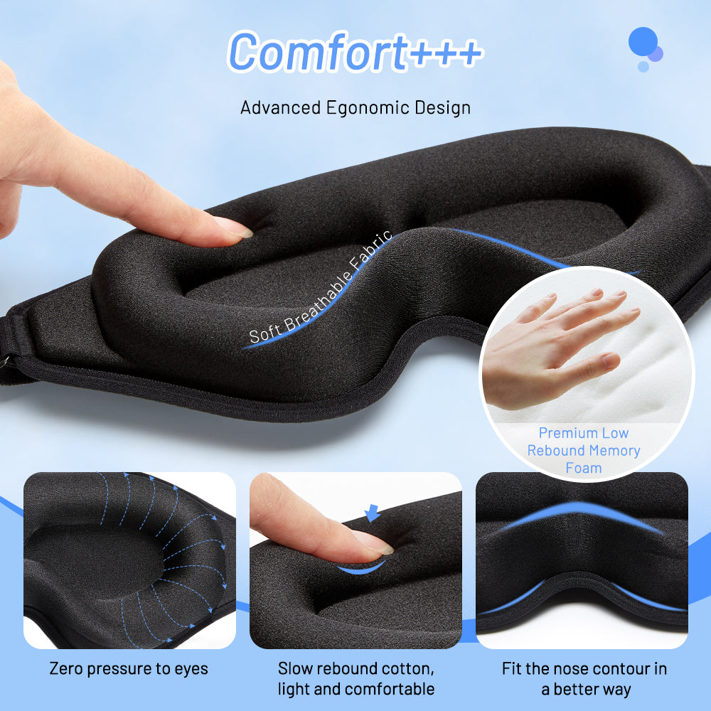 3D Natural Memory Foam Sleep Mask for Comfort - Blue Cup LLC.