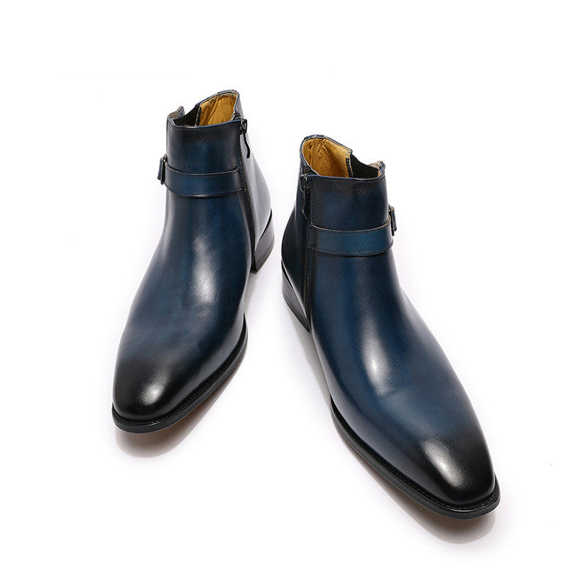 Plus Size Retro Men's Leather Ankle Boots - Blue Cup LLC.