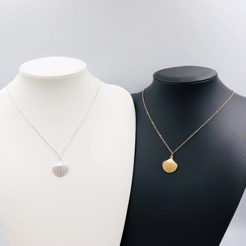 Shell Pendant Necklace with Scallop Charm - Blue Cup LLC.