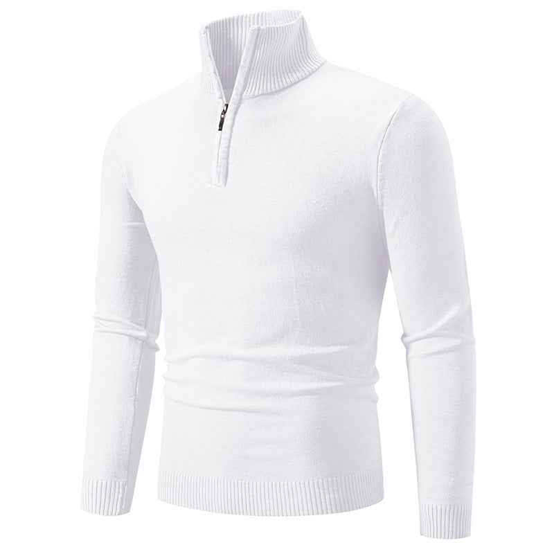 2023 Men's Plus Size Fleece Zip Mock Neck Sweater