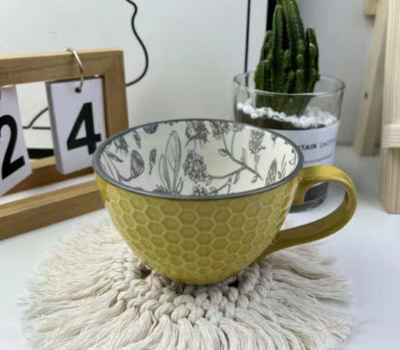 Artistic Ceramic Breakfast Mug - Large Capacity Cup - Blue Cup LLC.