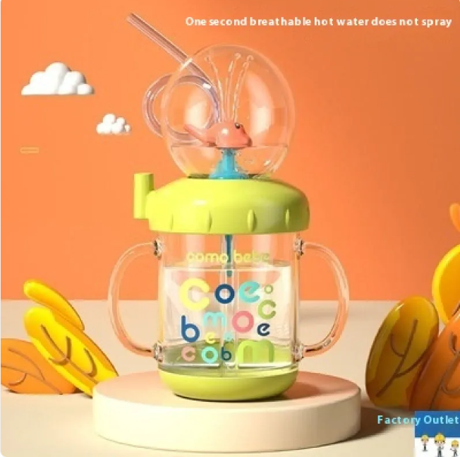 Children's Whale Cartoon Diving Fountain Water Bottle - Tritan Leakproof Sippy Cup (Various Sizes & Colors) - Blue Cup LLC.