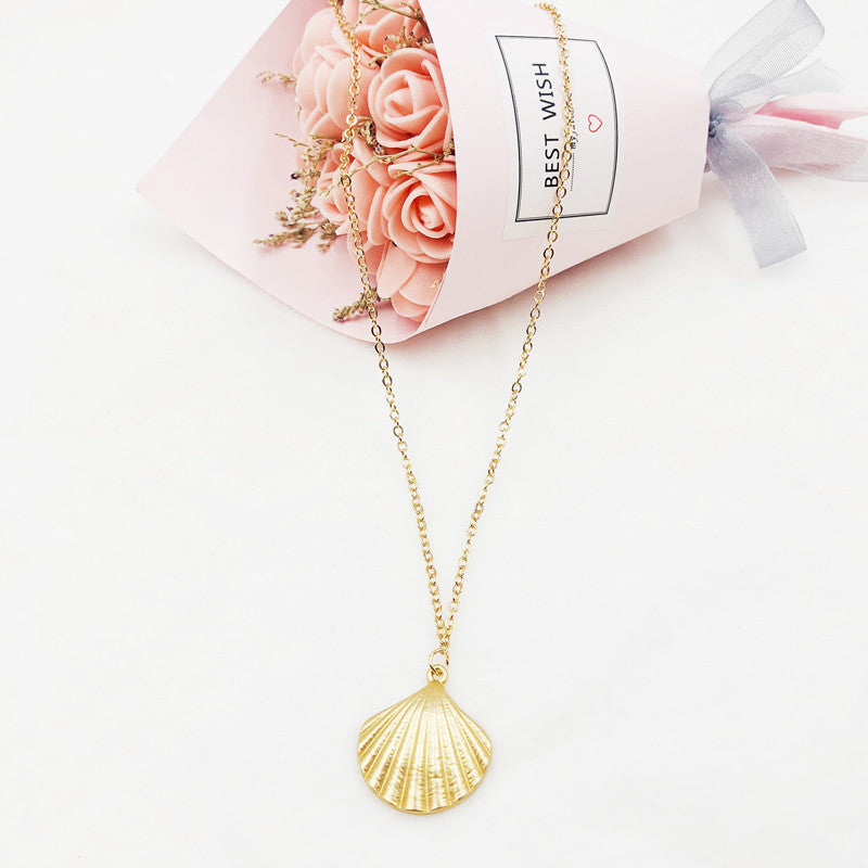 Shell Pendant Necklace with Scallop Charm - Blue Cup LLC.