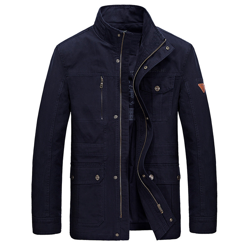 Men's Casual Mid-Length Cotton Jacket for Spring/Fall - Blue Cup LLC.