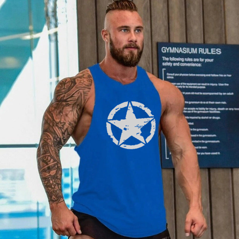 Men's Bodybuilding Sleeveless Cotton Training Vest - Blue Cup LLC.
