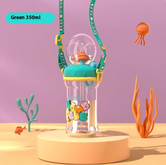 Children's Whale Cartoon Diving Fountain Water Bottle - Tritan Leakproof Sippy Cup (Various Sizes & Colors) - Blue Cup LLC.