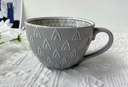 Artistic Ceramic Breakfast Mug - Large Capacity Cup - Blue Cup LLC.