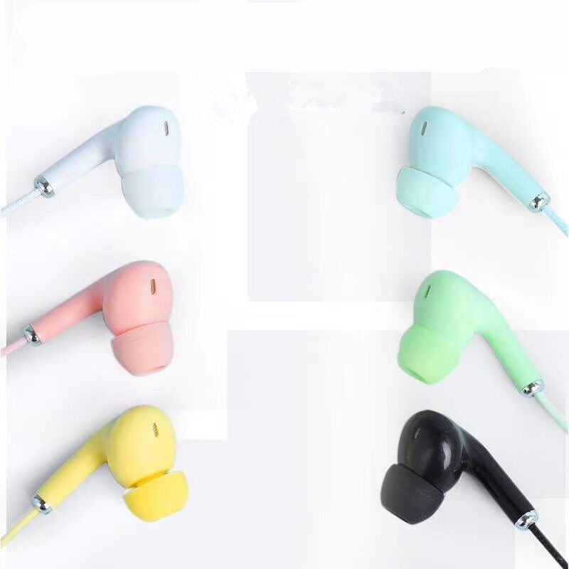 Macaron Color Wired Noise Reduction Earbuds with Mic - Blue Cup LLC.