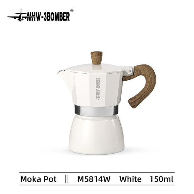 Vintage Wooden Handle Moka Pot for Italian & Cuban Coffee - Blue Cup LLC.
