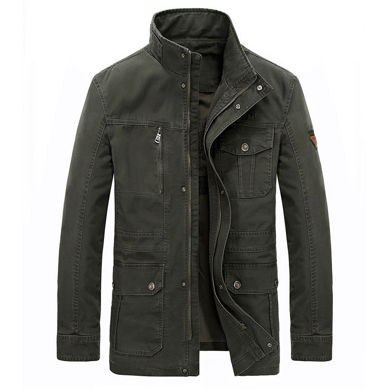 Men's Casual Mid-Length Cotton Jacket for Spring/Fall - Blue Cup LLC.