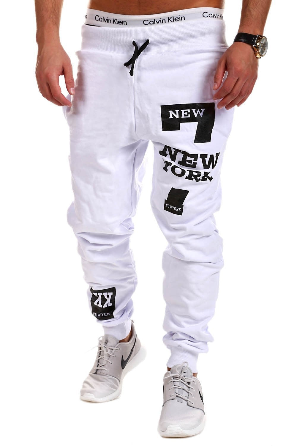 Fashionable Athletic Pants with New York Letter Print - Blue Cup LLC.