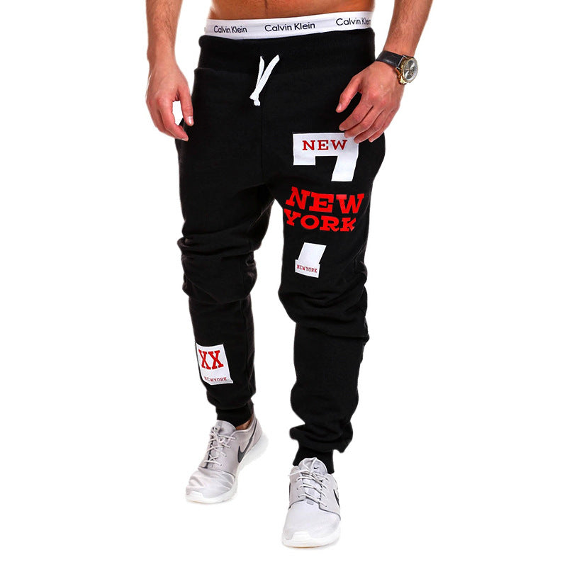 Fashionable Athletic Pants with New York Letter Print - Blue Cup LLC.