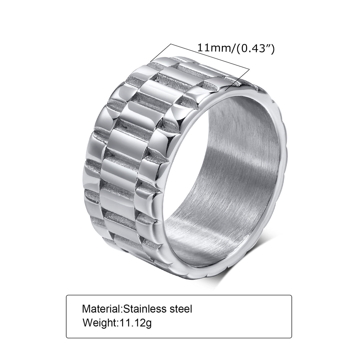Golden Stainless Steel Wide Strap Ring for Men & Women - Blue Cup LLC.