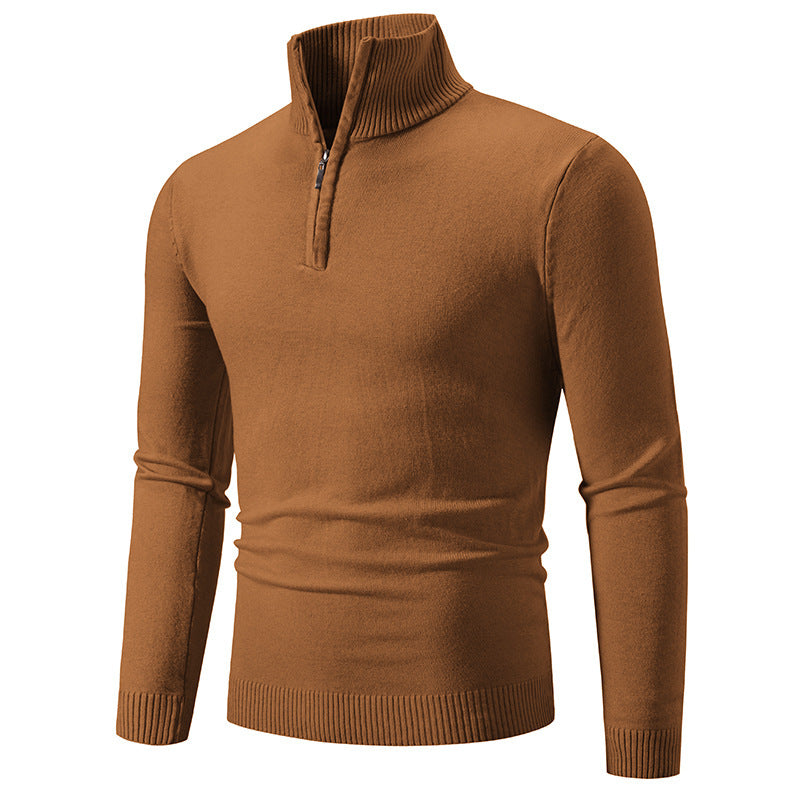 2023 Men's Plus Size Fleece Zip Mock Neck Sweater - Blue Cup LLC.