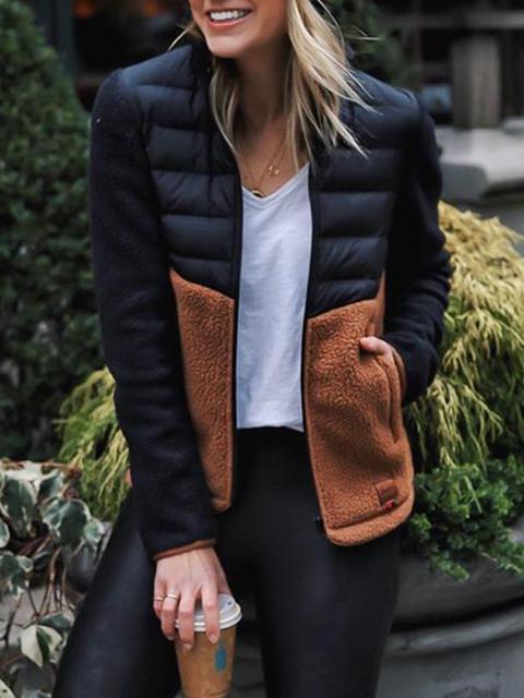 Fashion Patchwork Slim Fit Down Jacket - Blue Cup LLC.