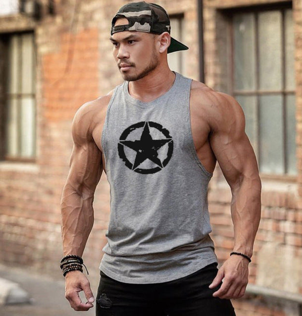 Men's Bodybuilding Sleeveless Cotton Training Vest - Blue Cup LLC.