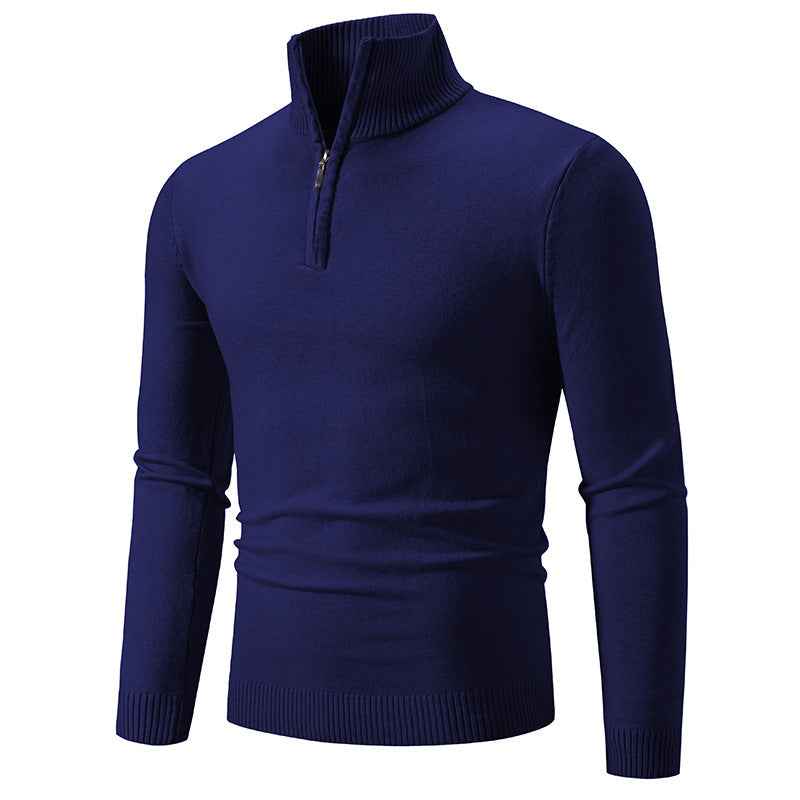 2023 Men's Plus Size Fleece Zip Mock Neck Sweater