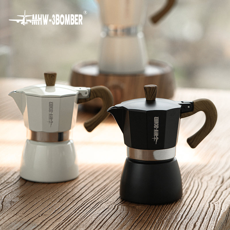 Vintage Wooden Handle Moka Pot for Italian & Cuban Coffee - Blue Cup LLC.