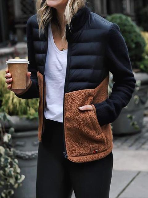 Fashion Patchwork Slim Fit Down Jacket - Blue Cup LLC.