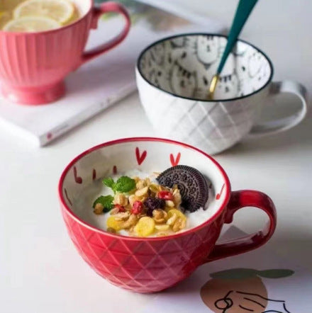Artistic Ceramic Breakfast Mug - Large Capacity Cup - Blue Cup LLC.