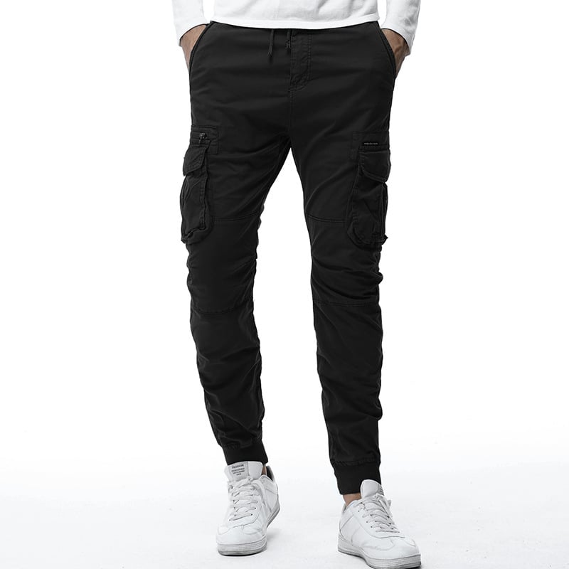 Tethered Elastic Waist Casual Cargo Pants - Blue Cup LLC.