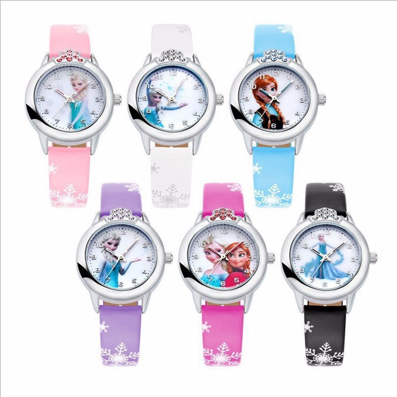 Cute Frozen Cartoon Kids' Watch with Leather Strap - Blue Cup LLC.