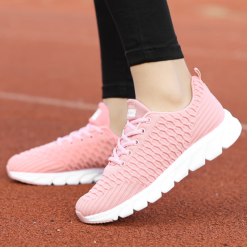 Lightweight Breathable Lace-Up Mesh Sneakers for Women - Blue Cup LLC.