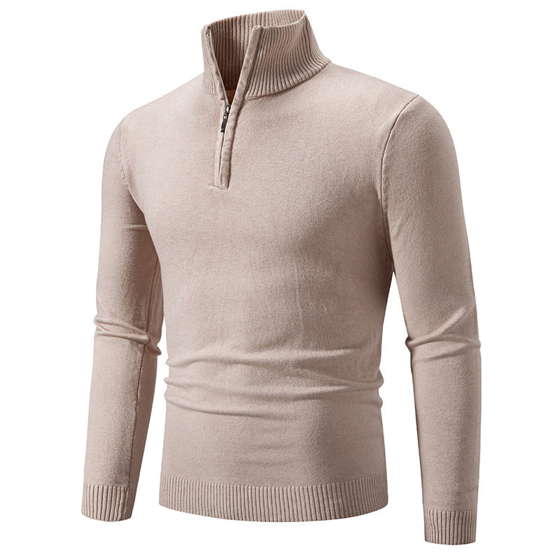 2023 Men's Plus Size Fleece Zip Mock Neck Sweater - Blue Cup LLC.