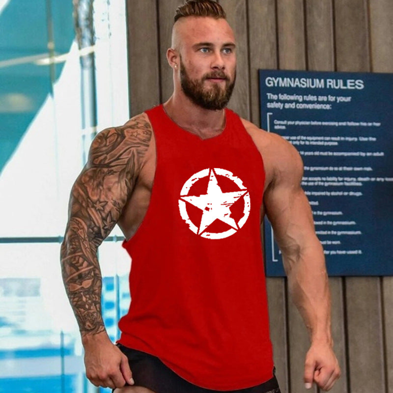 Men's Bodybuilding Sleeveless Cotton Training Vest - Blue Cup LLC.