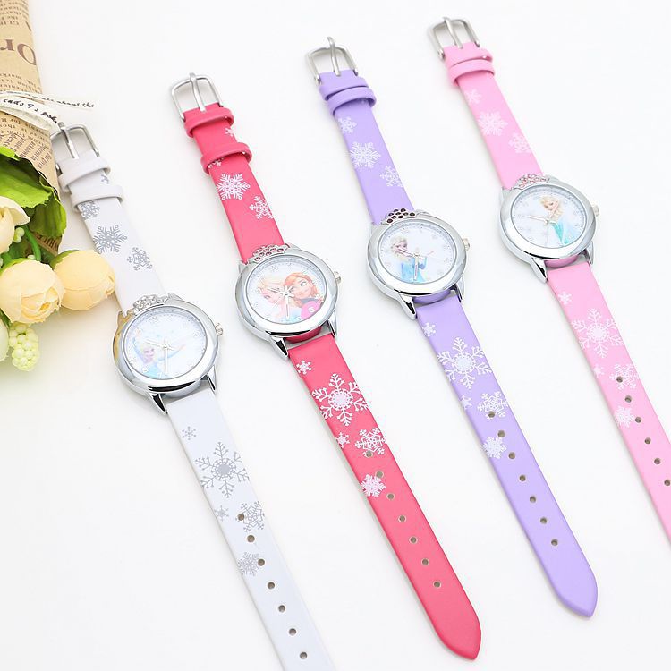 Cute Frozen Cartoon Kids' Watch with Leather Strap - Blue Cup LLC.