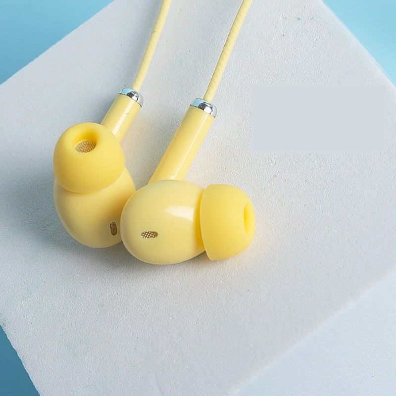 Macaron Color Wired Noise Reduction Earbuds with Mic - Blue Cup LLC.