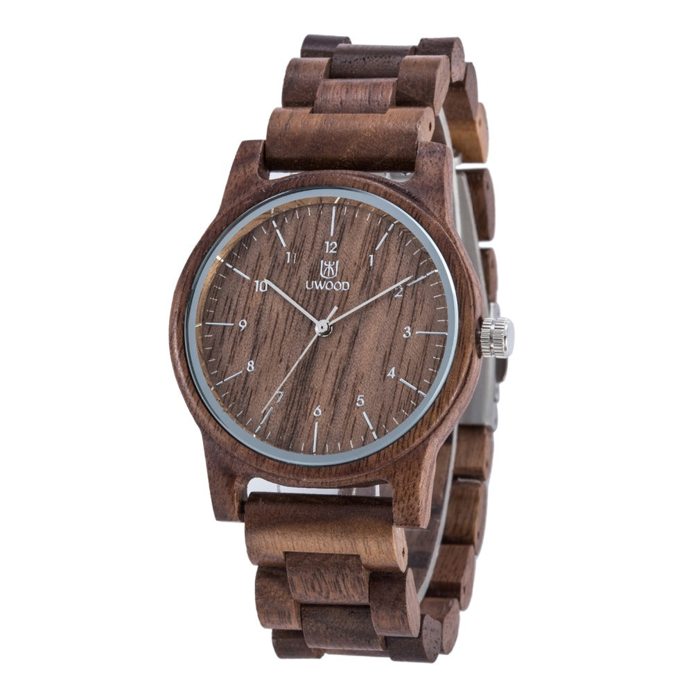 Men's Wooden Quartz Watch in Black Sandalwood - Blue Cup LLC.