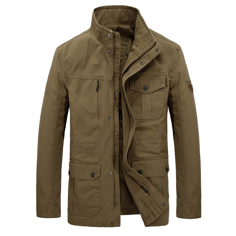 Men's Casual Mid-Length Cotton Jacket for Spring/Fall - Blue Cup LLC.