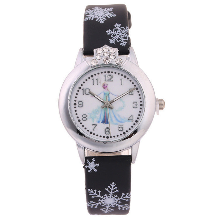 Cute Frozen Cartoon Kids' Watch with Leather Strap - Blue Cup LLC.