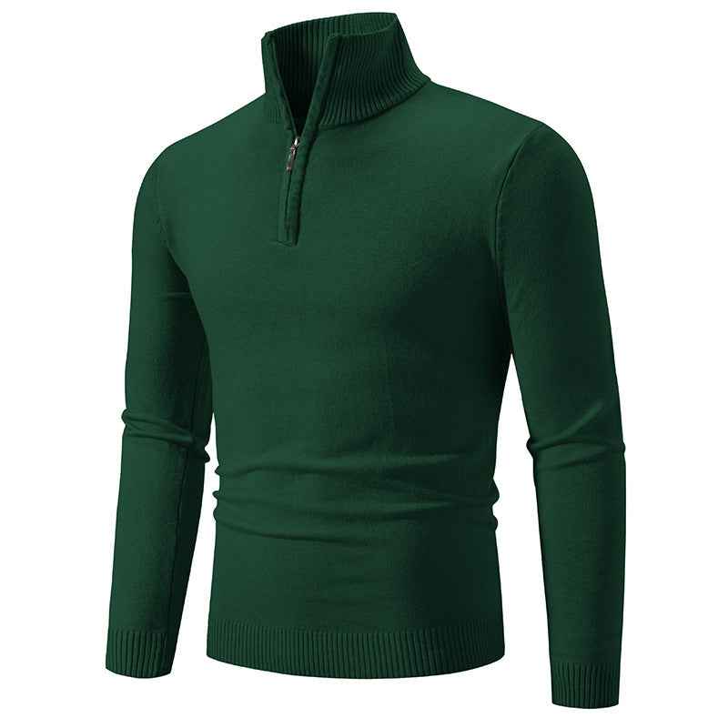 2023 Men's Plus Size Fleece Zip Mock Neck Sweater