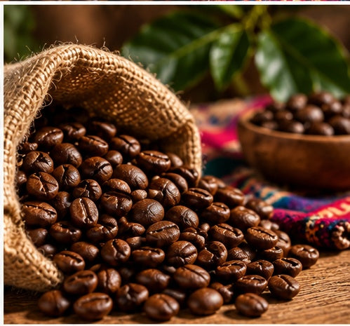 Roasted coffee beans for Blue Cup Peru Coffee